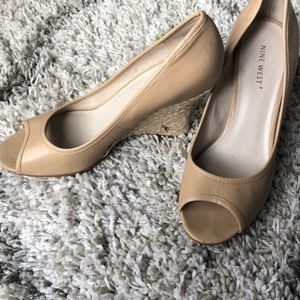 Nine West nude peep toe wedge